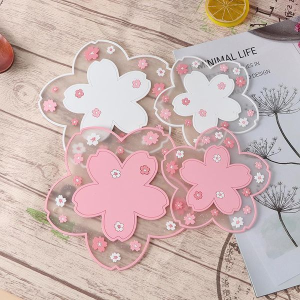 

mats & pads 1/2pcs cherry blossom heat insulation table mat anti-skid cup tea milk mug coffee kitchen accessories