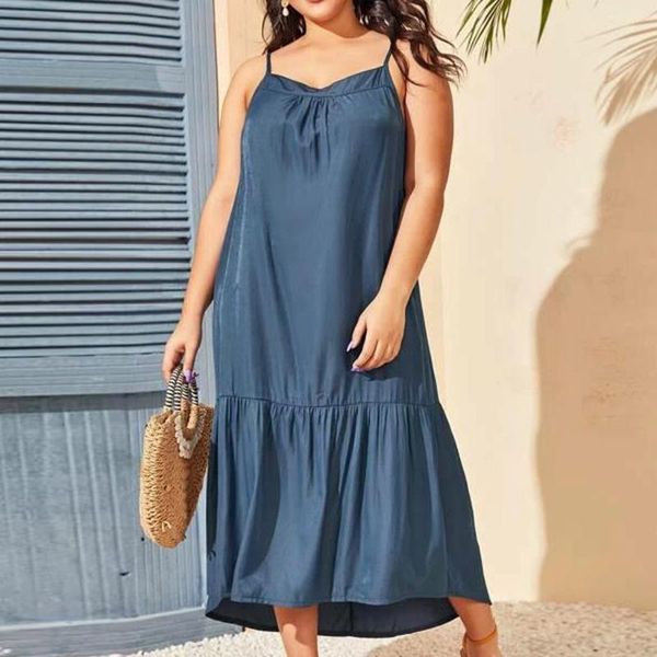 

summer dress vintage lantern sleeveless mid-calf 2021 women' sundress casual bohemian beach vestidos plus size dresses, Black;gray