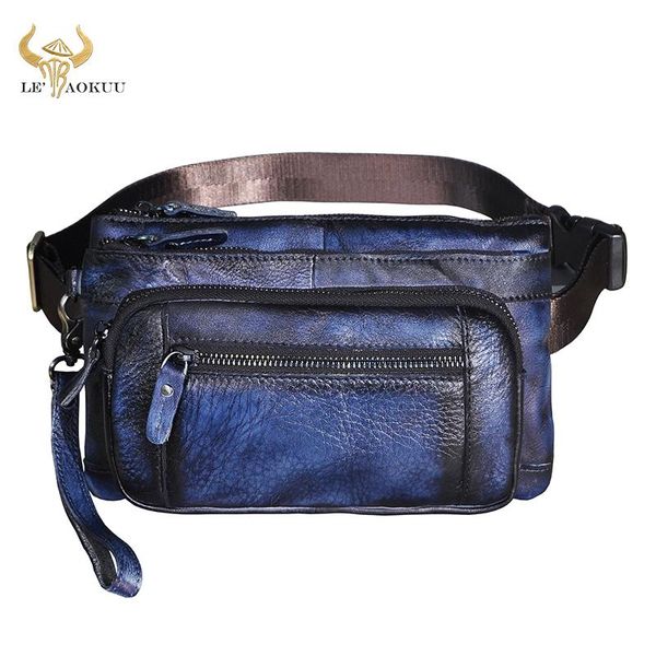 

trend quality leather men casual fashion travel fanny waist belt bag chest pack sling design 8" tablet phone case male 9801 bags