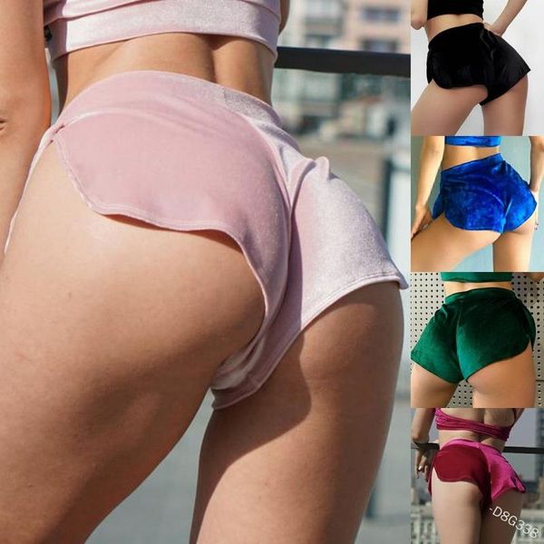 

women elastic waistline split shorts bodybuilding yoga sports sleepwear underpants homewear women's leggings, Black