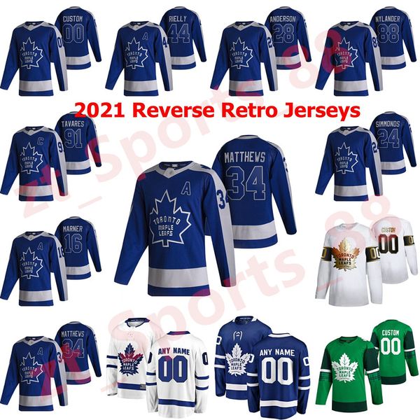 

toronto maple leafs 2021 reverse retro hockey jerseys jake muzzin zach hyman tyson barrie jack campbell frederik gauthier custom stitched, Black;red