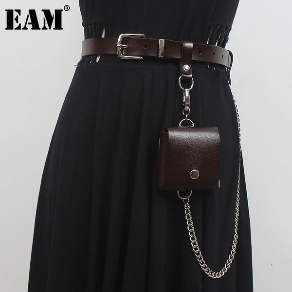 

belts [eam] pu leather white metal chain mini-bag long belt personality women fashion tide all-match spring autumn 2021 1dd9488, Black;brown
