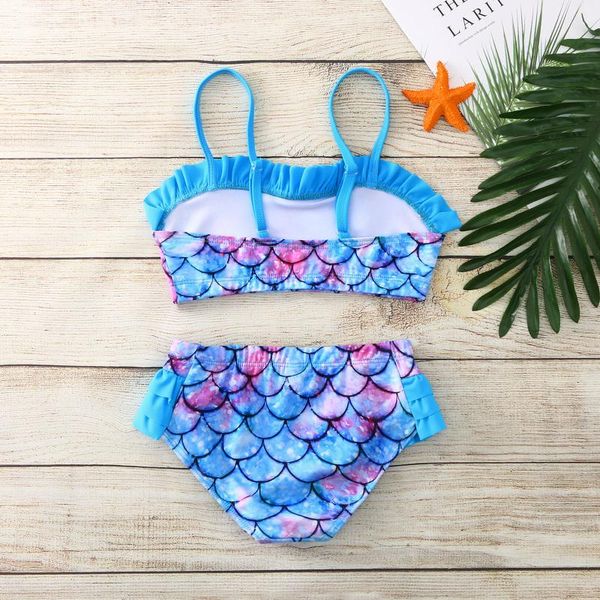 

one-pieces 0-10y girls swimwear two piece toddler baby ruffle scale two-piece swimsuit beach bathing suit children beachwear, Black