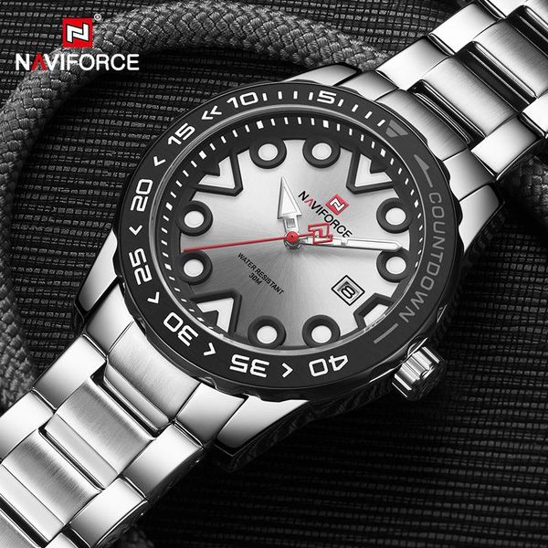 

wristwatches mens watches naviforce sport watch men steel strap waterproof quartz wristwatch clock relogio masculino 2021, Slivery;brown