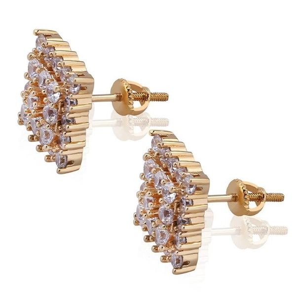 

stud 1 pair fashion square zircon earring hip hop ear jewelry for men, Golden;silver