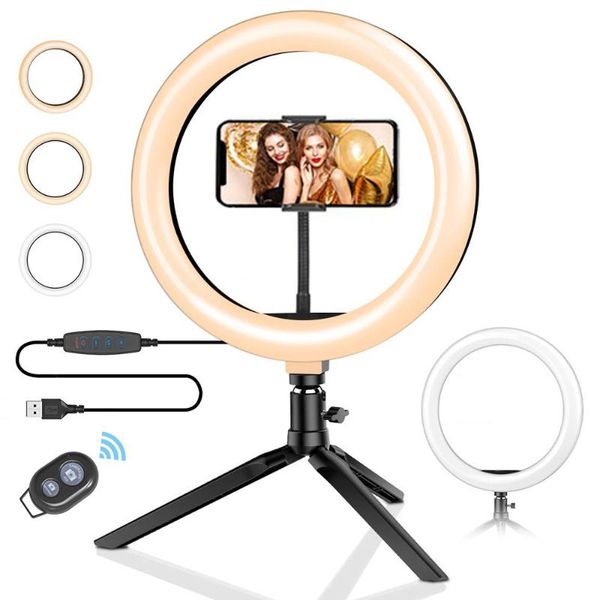 

selfie ring light usb pography flash lamp with tripod stand for makeup youtube vk video live dimmable lighting heads