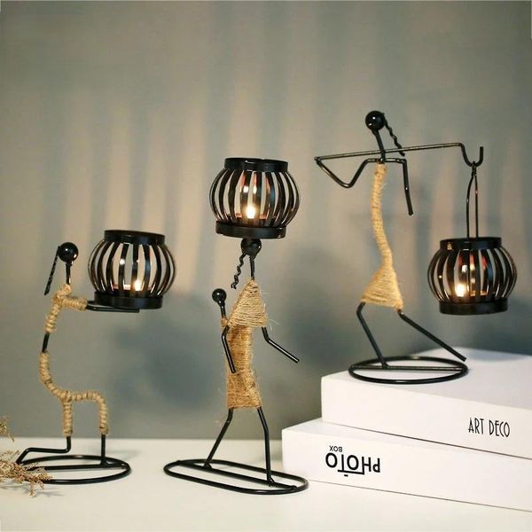

candle holders nordic metal candlestick abstract character sculpture holder decor handmade figurines home decoration art g