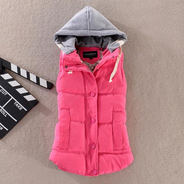 

women's vests women winter vest warm hooded jacket coat, Black;white