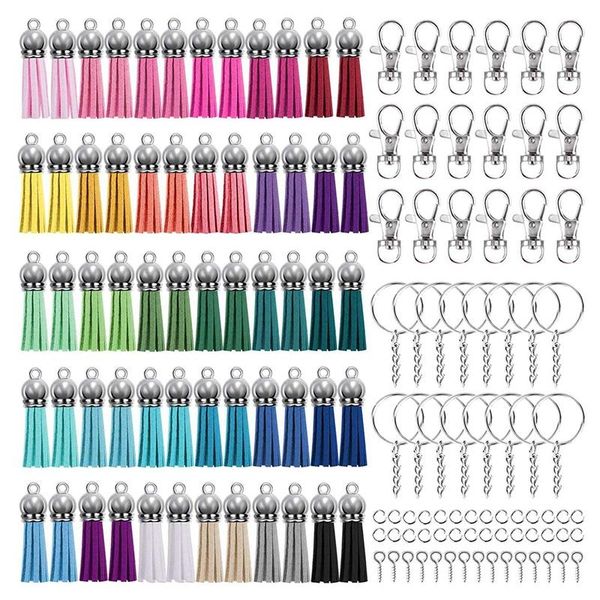 

novelty items 350 pcs keychain tassels set with 50 tassel and hook for jewelry making