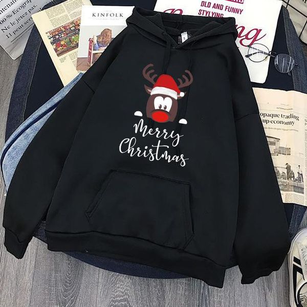 

men's hoodies & sweatshirts christmas elk hoodie antlers cute print sweatshirt autumn men women fashion streetwear harajuku hip hop war, Black