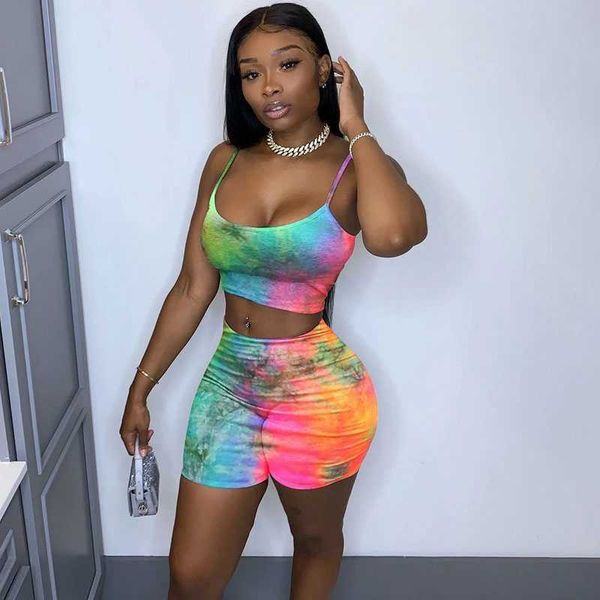 

casual co ord tracksuit 2 summer clothes for women sport biker shorts set crop print two outfits, Black;white