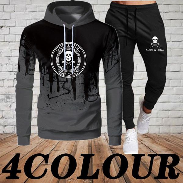 

jogging clothing est autumn and winter men's long sleeve two piece set hoodies mark logo print leisure sports tracksuit, Black;red