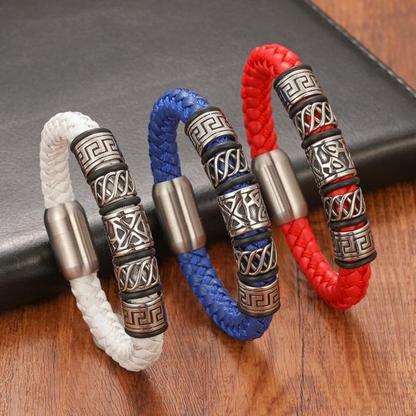 

charm bracelets retro button braided classic variety of colors genuine leather bracelet for men women accessories jewelry couple bangle gift, Golden;silver