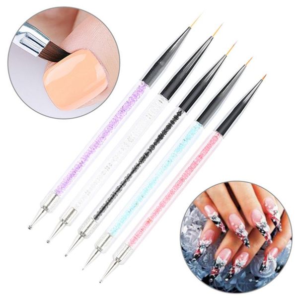 

5pcs/set nail art brush line painting pen pro flower design stripes lines liner brushes diy drawing manicure tools, Yellow