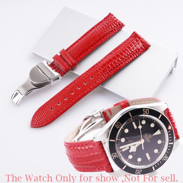 

watch bands rolamy 20mm red genuine leather replacement wrist watchband strap belt loops bracelets for black bay 58 skx, Black;brown