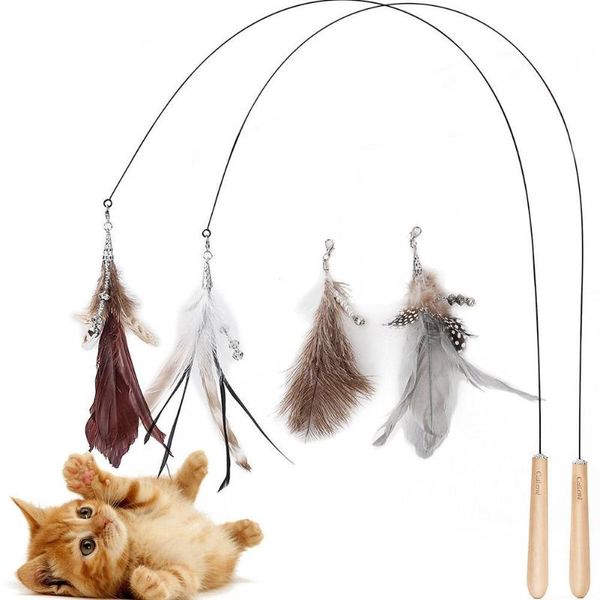 

pet feather teaser rod bite resistant cat interactive funny stick toy toys