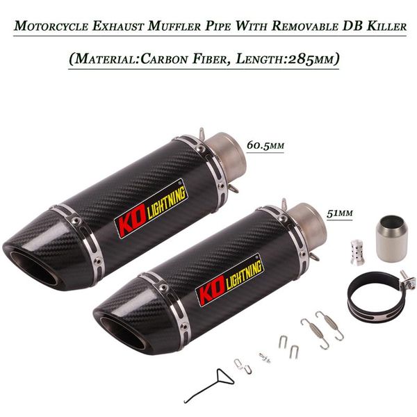 

motorcycle exhaust system tial muffler pipe with removable db killer escape silp on for 51mm 60.5mm tubes carbon fiber