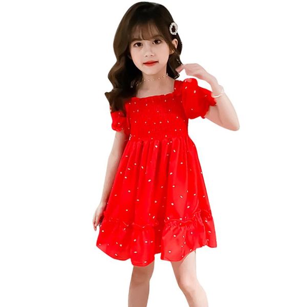 

girl's dresses girl dress floral pattern party casual style for kids summer girls costumes 6 8 10 12 14, Red;yellow