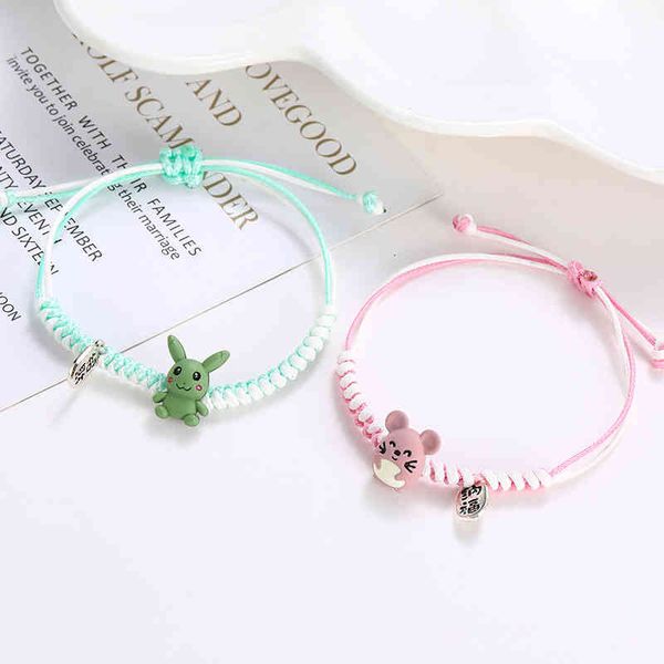 

chinese-style products cute little fresh temperament pure hand woven bracelet cartoon rope jewelry student sweet girl