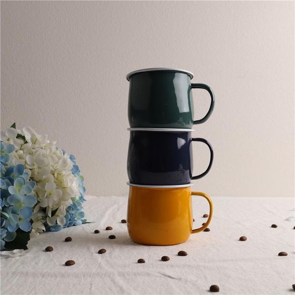 

mugs exported to england color enamel coffee cup gargle fat belly juice milk water