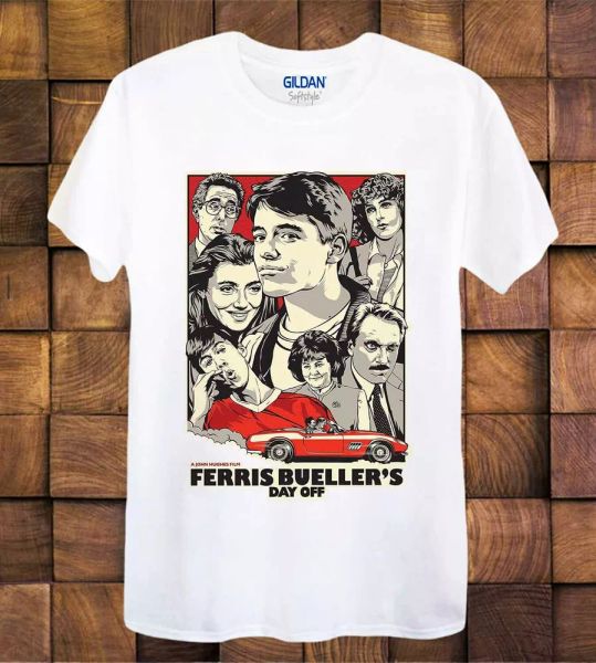 

ferris bueller's day off t shirt comedy retro vintage ladies tee 154, White;black