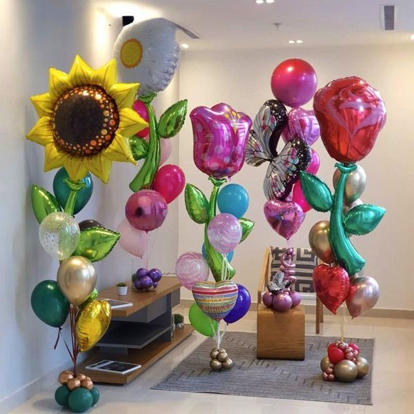 

party decoration sunflower rose aluminum film shaped balloons wedding valentine's day birthday bar and arrangement