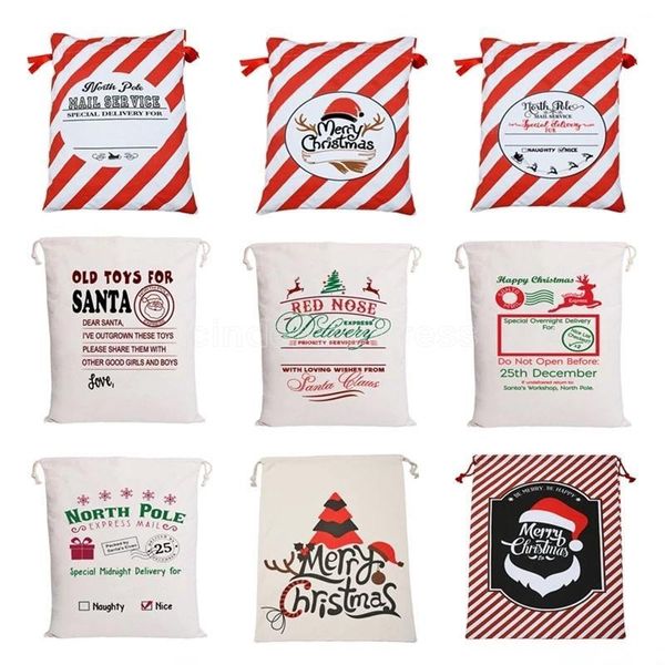 

dhl/ups 3-7 days delivery personalized santa sacks christmas canvas candy gift bags with xmas eve apple bag festival party decoration for ki