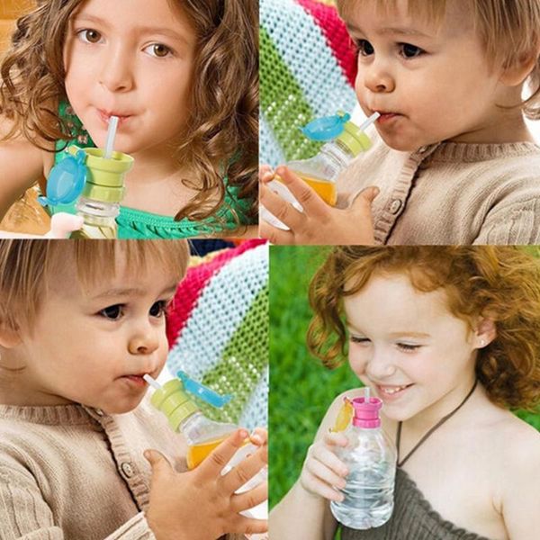 

water bottles children spill-proof drinking tube cup bottle cap straw cover portable
