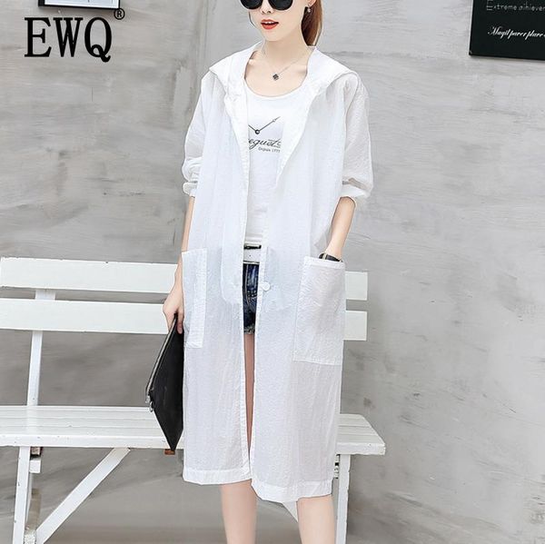 

women's jackets [ewq] 2021 spring women beach holiday coat hooded sun protection clothing thin windbreaker jacket cardigan sunscreen qg, Black;brown