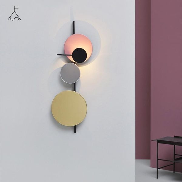 

wall lamps nordic loft personality colorful metal round circle led lamp art diy planet scones dinner bedside indoor lighting