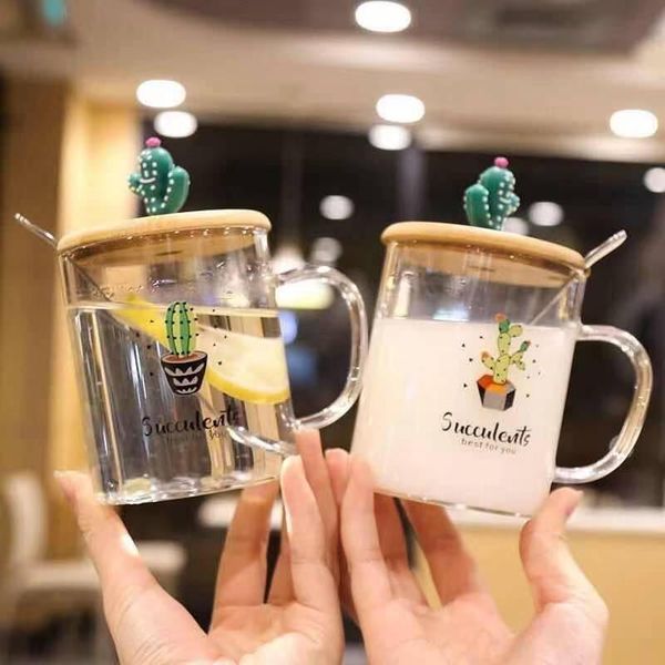 

mugs glass cup creative scale mug breakfast mlik coffe with spoon lid lovely household couple water drinkware gift