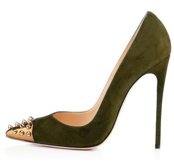 

moraima snc woman high heel shoes pointed toe rivets studded stiletto pumps dress heels ladies thin party shoe, Black