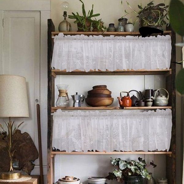 

curtain & drapes lace wave short tulle half curtains for living room white floating sheer valance kitchen cabinet door cafe window drapes130