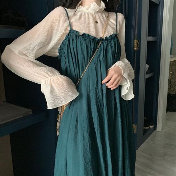 

casual dresses women suit skirt women's summer shirt over knee loose sling two piece set vestido de mujer femme robe, Black;gray