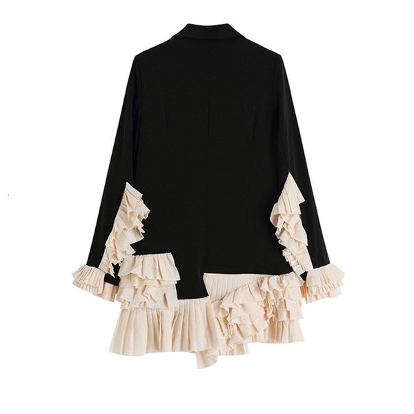

women's suits & blazers female autumn cormorant fashion ruffles hem blazers and jackets button chic office suits elegant ladies jacket, White;black