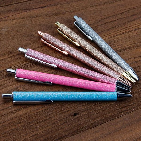 

ballpoint pens creative gold powder beat pen advertising gift high-grade wrapper metal push ball office, Blue;orange
