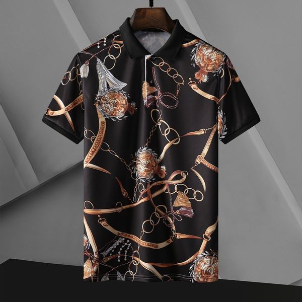 

men's polo shirt short sleeve digital printed t- 2021 lapel summer v805, White;black