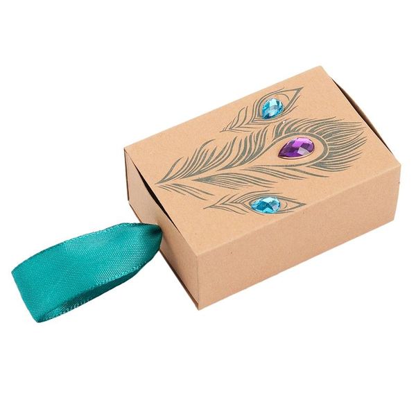 

gift wrap peacock feather candy drawer box design wedding supplies artificial rhinestone kraft paper