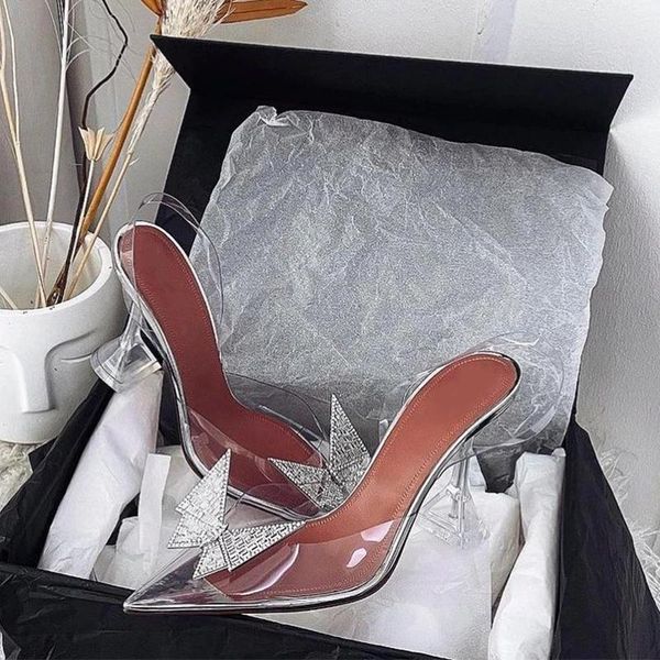 

romana summer transparent strange high heels pvc jelly jewel sandals crystal bowknot slingback slides comfortable shoes women, Black