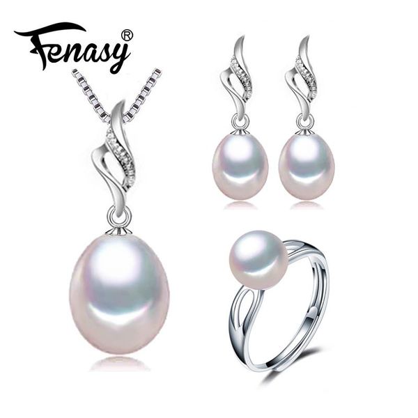 

bracelet, earrings & necklace fenasy trendy pearl jewelry wedding engagement sets natural pendant women anniversary, Black