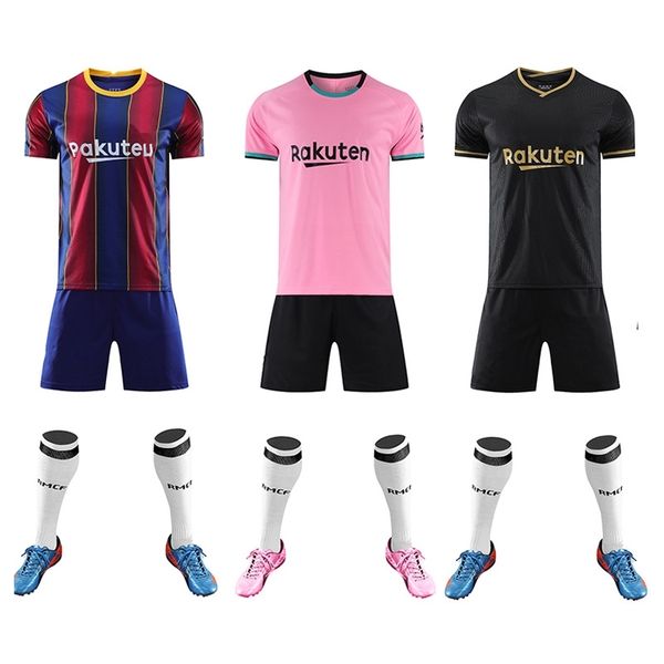 

football suit barcelona 2020-21 away no.10 pink team shirt with children's wear, Black;white