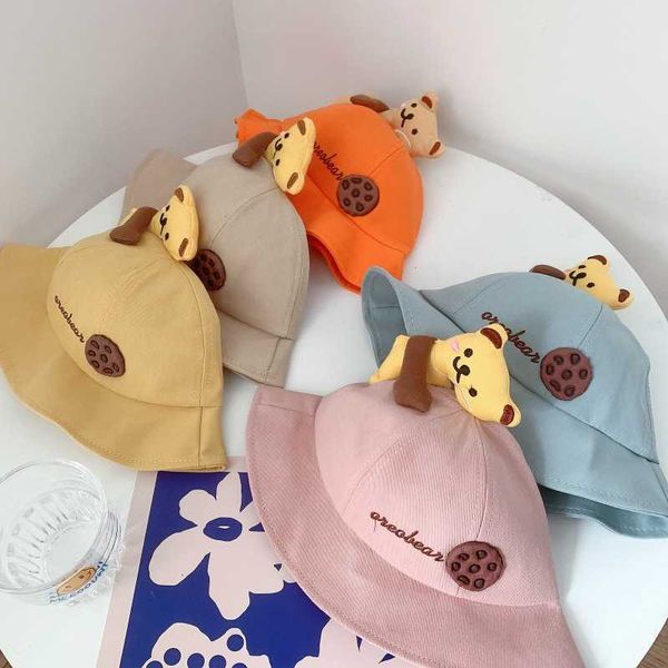 

spring and summer thin children sun hat cartoon fisherman neck protection, uv big brim tide, Yellow