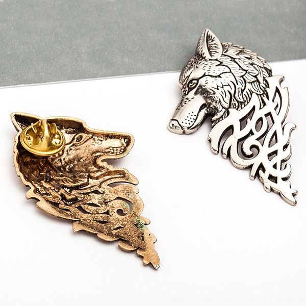 

LrTf jewelry rooches personality fashion men's suit aggressive wolf head pins brooch pin jewelry personality fashion men's suit collar aggr, Gray