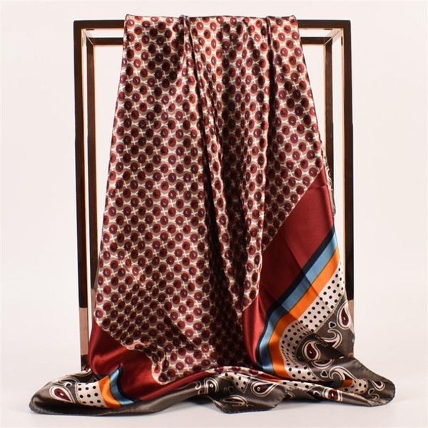 

scarves cuhakci satin foulard female large hijab women cashews printed square scarf lady head wrap shawl neckerchief pashmina, Blue;gray