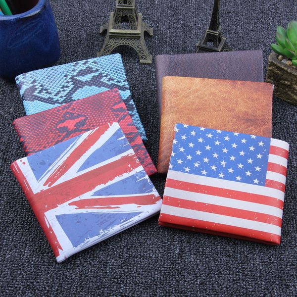 

wallet printed flag creative men's short pu leather student foreign, Red;black