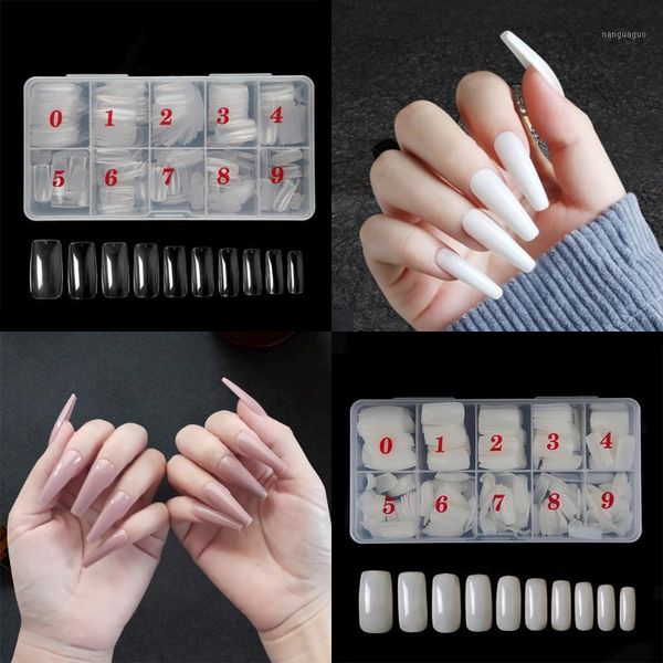 

500pcs clear natural french coffin false nail acrylic nails art tips uv gel ultra flexible abs press on manicure tools1, Red;gold