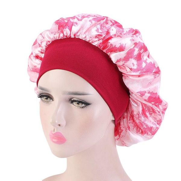 

shower caps bathroom long hair care women satin bonnet cap night sleep hat silk head wrap adjust bath cover
