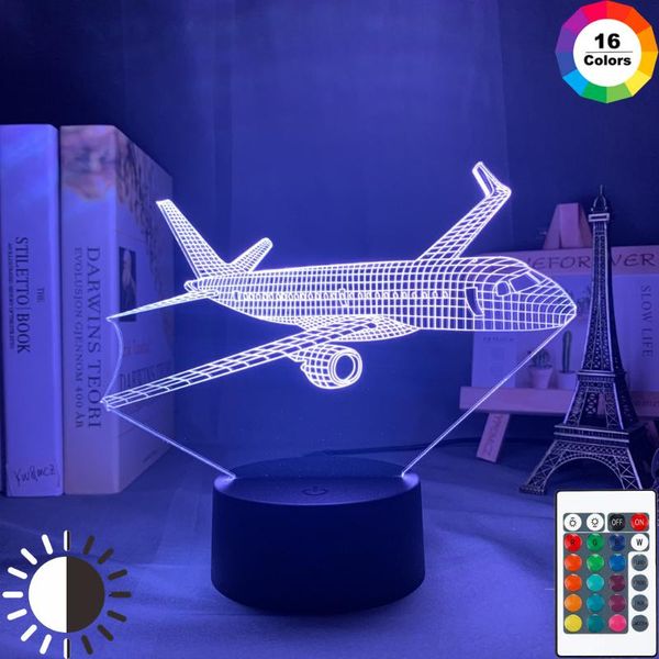 

night lights acrylic 3d illusion desk lamp airplane nightlight for kids children room decor battery light bedside baby plane gift
