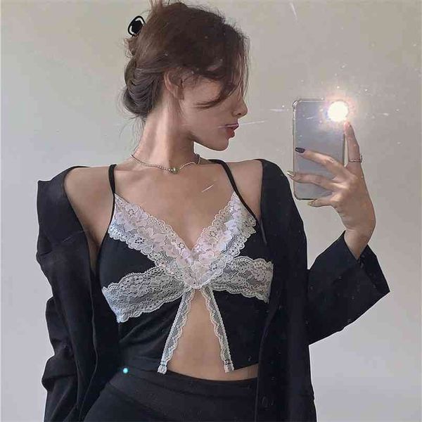

camis for women camisole female crop lace backless tank woman cute vest elegant french chic clothes 210529, White