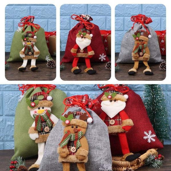 

gift wrap snowman doll christmas drawstring packaging apple bag xmas decor present